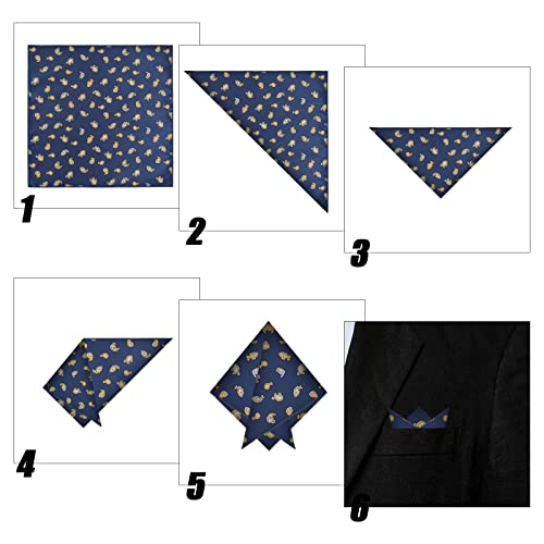 6 Piezas Pañuelos para Hombre de 22.5 x 22.5 cm, Pañuelo de Traje para Hombre de Seda de Poliéster Pañuelo de Bolsillo para Hombre Pañuelos de Tela Handkerchiefs Set, 6 Estilos