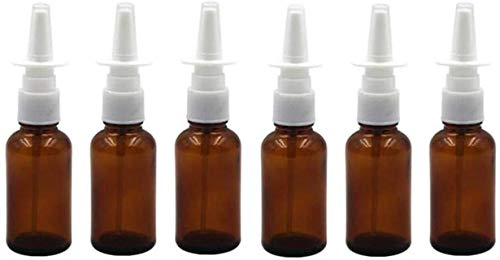 6 unids 30 ml/1 oz vacío Recargable ámbar Vidrio Nasal rociadores Frasco Botella Tarro Snoot Bomba de Almacenamiento de Spray Limpio envase Muestra atomizadores para cosméticos