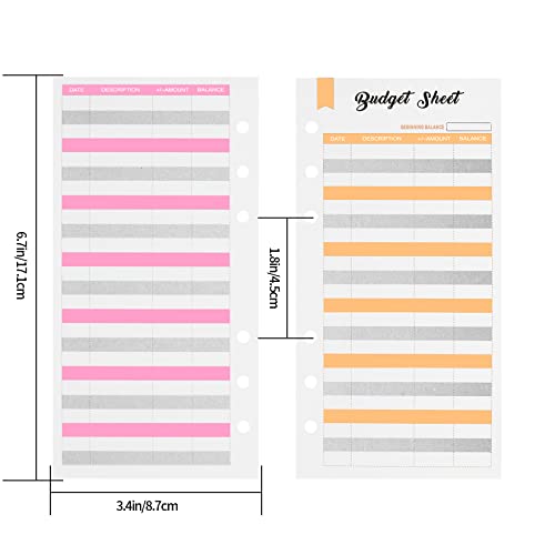 60 Hojas de Planificador de Presupuesto A6, 6 Agujeros, Recambios para Carpeta Organizadora de Presupuesto, Hojas Organizadoras de Dinero, Accesorios para Oficina, Hogar y Escuela（B）