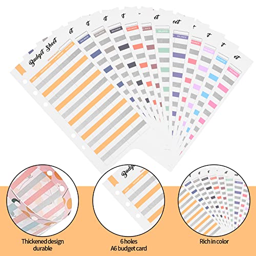 60 Hojas de Planificador de Presupuesto A6, 6 Agujeros, Recambios para Carpeta Organizadora de Presupuesto, Hojas Organizadoras de Dinero, Accesorios para Oficina, Hogar y Escuela（B）