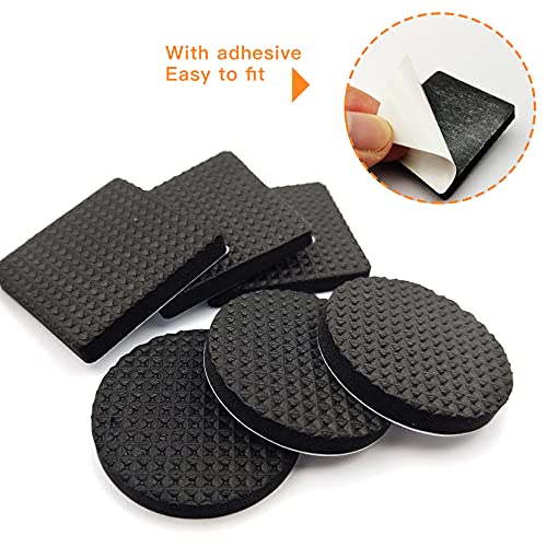 60 Piezas Almohadillas para Muebles, Almohadillas Antideslizantes de Goma, Protectores de Piso, Goma Antideslizante Adhesiva para Patas de Sillas, Mesas, Sofás, Muebles - Negro