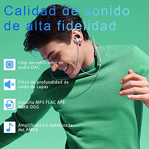 64GB Reproductor MP3, AiMoonsa Reproductor de Música con Bluetooth 5.2, Altavoz HD Integrado, Radio FM, Grabadora de Voz, Sonido HiFi, Función E-Book, Auriculares Incluidos