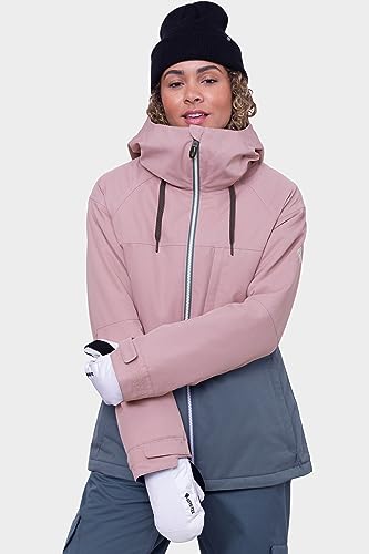 686 Chaqueta Athena para mujer, abrigo aislado con diseño de tela de 2 capas, ajuste moderno y costuras selladas, resistente al agua y a la intemperie, Bloque de color malva polvoriento, Large