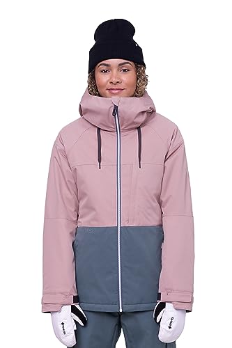 686 Chaqueta Athena para mujer, abrigo aislado con diseño de tela de 2 capas, ajuste moderno y costuras selladas, resistente al agua y a la intemperie, Bloque de color malva polvoriento, Large