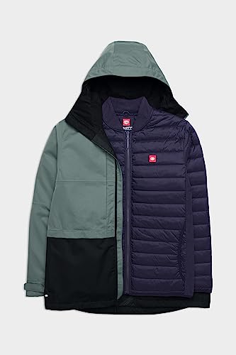 686 SMARTY Chaqueta 3 en 1 para hombre, carcasa de 2 capas con relleno térmico interior extraíble, resistente al agua y a la intemperie, Bloque de color verde ciprés, Medium