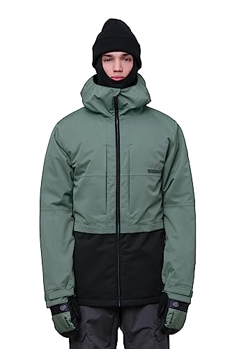 686 SMARTY Chaqueta 3 en 1 para hombre, carcasa de 2 capas con relleno térmico interior extraíble, resistente al agua y a la intemperie, Bloque de color verde ciprés, Medium