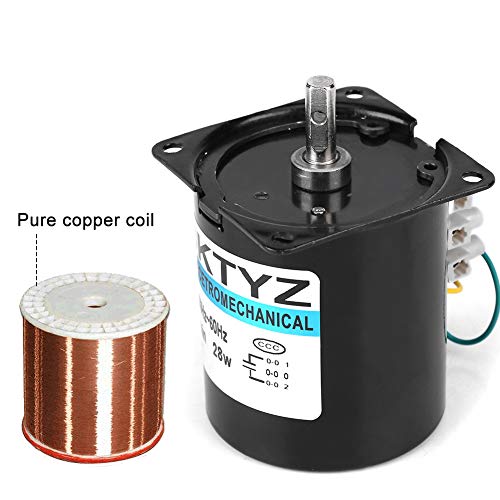 68KTYZ AC 220V 28W Motor Síncrono, Motor síncrono de Imán Permanente Ajustable CW/CCW 2.5RPM Motor Eléctrico Pequeño de Baja Velocidad para Asador Giratorio