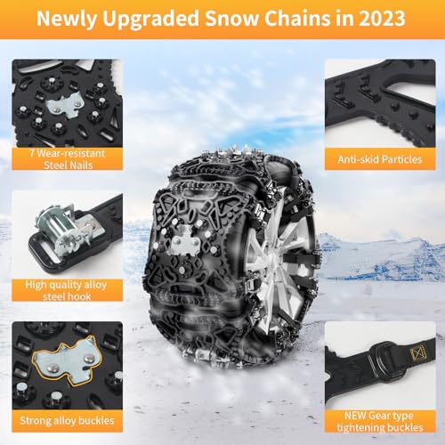 6Pcs Cadenas de Nieve para Coche Ninonly Cadenas de Nieve Universales Emergencia Antideslizante Cadenas Coche Nieve para SUV Camiones Ancho Neumático 165mm-275mm