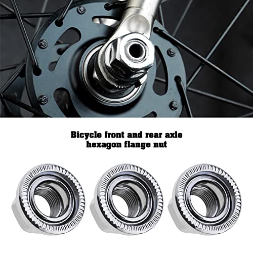 6pcs M9 Tuercas de Rueda M10 Eje Tuercas de Rueda de Bicicleta Buje Reemplazo Gran Brida Tuerca de Eje Accesorios para Bicicleta, Plata