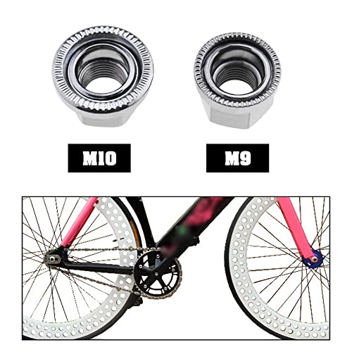 6pcs M9 Tuercas de Rueda M10 Eje Tuercas de Rueda de Bicicleta Buje Reemplazo Gran Brida Tuerca de Eje Accesorios para Bicicleta, Plata