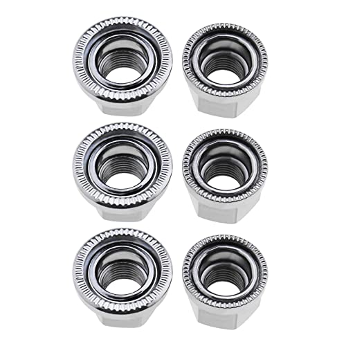 6pcs M9 Tuercas de Rueda M10 Eje Tuercas de Rueda de Bicicleta Buje Reemplazo Gran Brida Tuerca de Eje Accesorios para Bicicleta, Plata