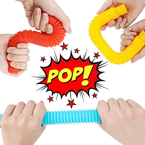 6pcs Tubos sensoriales niños,Tubos moldeables niños,Mini Juguetes Sensoriales de Tubos Pop,Coloridos Tubo Elástico,Juguete de Sensorial Pop Tubes,para Aliviar el estrés y Ansiedad,6 Colores