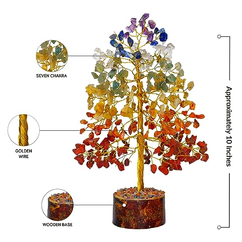 7 Cristales de chakra - Árbol de la vida - Piedra de chakra - Robe de piedra preciosa - Piedra decorativa - Piedra de curación de cristal - Money Tree - Decoración del espacio estético - Feng Shui