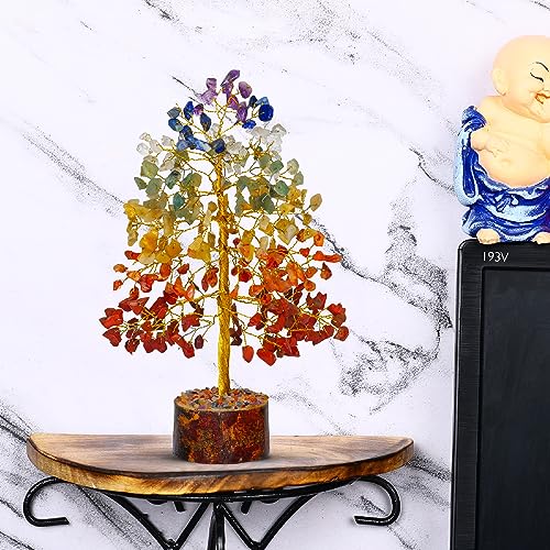 7 Cristales de chakra - Árbol de la vida - Piedra de chakra - Robe de piedra preciosa - Piedra decorativa - Piedra de curación de cristal - Money Tree - Decoración del espacio estético - Feng Shui