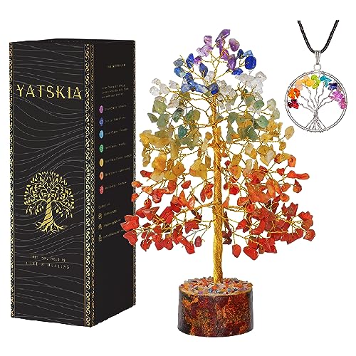 7 Cristales de chakra - Árbol de la vida - Piedra de chakra - Robe de piedra preciosa - Piedra decorativa - Piedra de curación de cristal - Money Tree - Decoración del espacio estético - Feng Shui