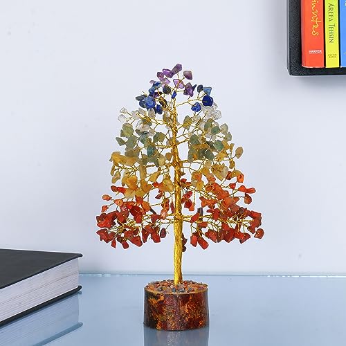 7 Cristales de chakra - Árbol de la vida - Piedra de chakra - Robe de piedra preciosa - Piedra decorativa - Piedra de curación de cristal - Money Tree - Decoración del espacio estético - Feng Shui