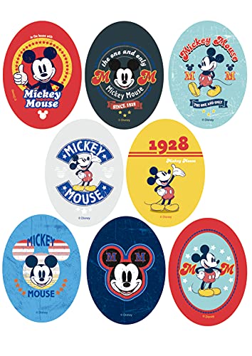 8 parches rodillera infantil con Dibujos Disney para planchar en la ropa. Aplicaciones termoadhesivas para reparar y decorar pantalones, chaquetas, jerseys, mochilas (Mickey clásico)