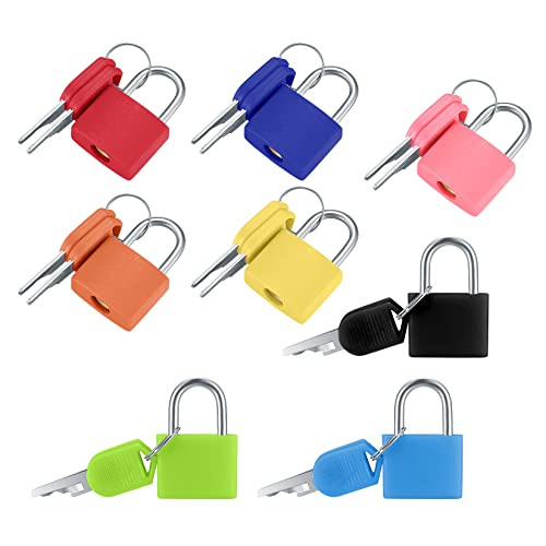 8 Piezas Candado Colores con Llave, Pequeño Candados para Maletas, Mini Cerraduras de Equipaje con Llaves, Cerradura Pequeña para Equipaje Mochilas Maletas de Viaje Armarios Archivadores