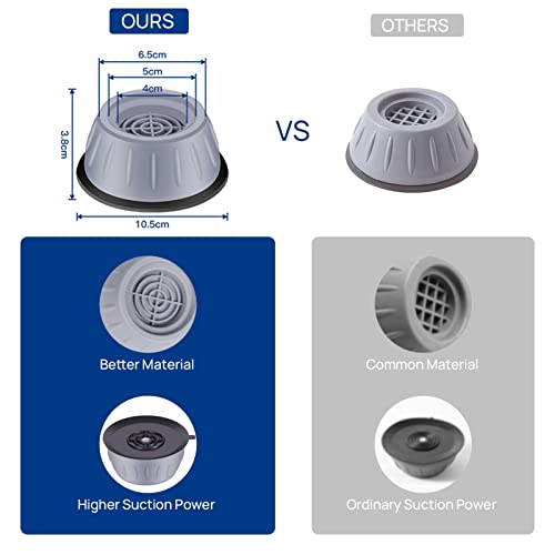 8 Piezas Patas Antivibracion Lavadora - HAUSPROFI Amortiguadores de goma Lavadora Universal - Soporte Lavadora con Ventosa Goma - Alfombrilla Antideslizante para Lavadora/Secadora/Frigorífico/Mesa