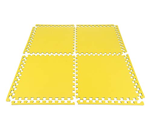 8 x Amarillo Colchonetas , Suelo Para Gimnasio, EVA Puzzle 60cm x 60cm x12mm Con Reverso Antideslizante, Certificacion Libre De Toxicos