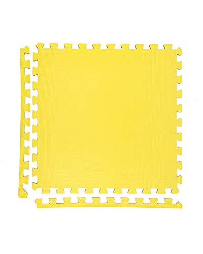 8 x Amarillo Colchonetas , Suelo Para Gimnasio, EVA Puzzle 60cm x 60cm x12mm Con Reverso Antideslizante, Certificacion Libre De Toxicos