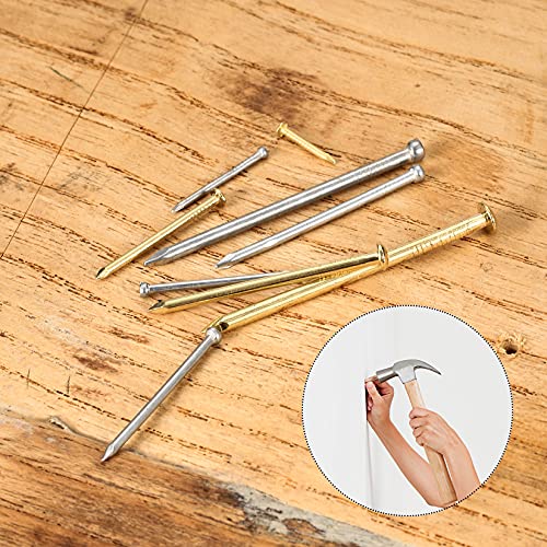 820 Piezas Clavos para Madera, Kit Surtido de Clavos de Hardware, Clavos DIY Decorativa para Colgar Cuadros y Carpintería - Oro/Plateado