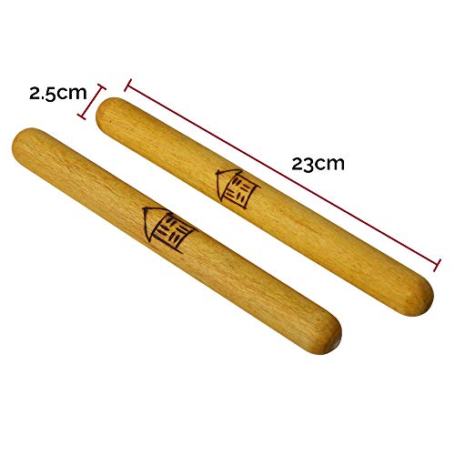 A-Star Claves de madera grandes hechas a mano - 2 piezas/par - 23 cm - Palos de ritmo de mano, instrumento de percusión de madera