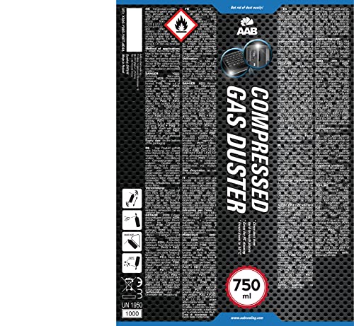 AAB Spray de Aire Comprimido 750ml para Limpiar Teclados, Ordenadores, Copiadoras, Cámaras, Impresoras y Otros Equipos Eléctricos, Efectividad Limpieza sin CFC's, Eliminación de Polvo, Limpiar PC