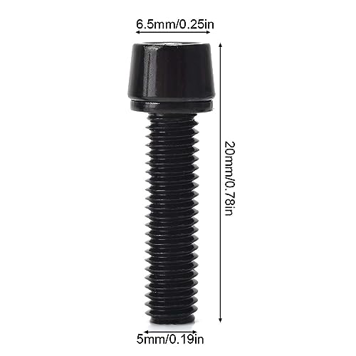 AAED 10 PCS M5 x 20 mm Tornillos para Bicicleta Tornillo De Aleación De Titanio Tornillo De Fijación para La Potencia De La Bici Pernos de Vástago de Bicicleta con Arandelas (negro)