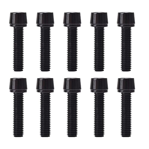 AAED 10 PCS M5 x 20 mm Tornillos para Bicicleta Tornillo De Aleación De Titanio Tornillo De Fijación para La Potencia De La Bici Pernos de Vástago de Bicicleta con Arandelas (negro)