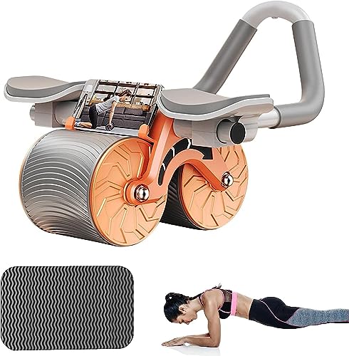 AB Roller abdominales rueda de rebote automático con temporizador y esterilla de entrenamiento, rueda de entrenamiento abdominal para principiantes, tabla 4D para fitness corporal, entrenamiento de