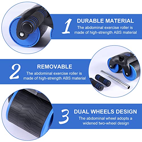 AB Wheel Roller, Rodillo Abdominal Rebote Automático con Rodilleras, Soporte y Resistencia Rodillo Abdominal Ejercitador de Entrenamiento Base para Hombres y Mujeres Abdominal Fitness(Size:2pcs)