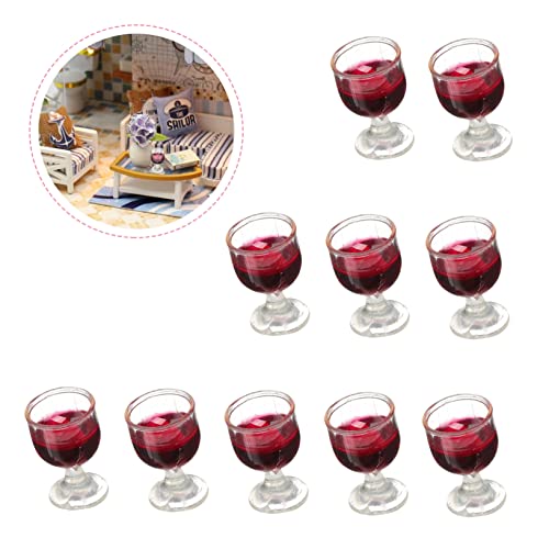 Abaodam 10 Piezas Copa De Vino De Casa De Muñecas Vasos De Cata De Whisky Gafas De Casa De Muñecas Copas De Jerez Mini Decoracion Tarta Muñequita Cloruro De Polivinilo Jarro De Cerveza