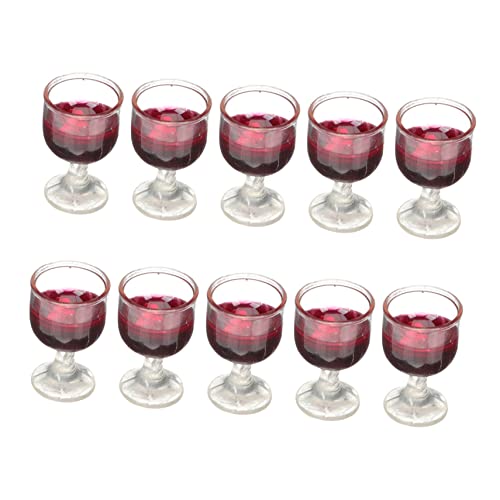 Abaodam 10 Piezas Copa De Vino De Casa De Muñecas Vasos De Cata De Whisky Gafas De Casa De Muñecas Copas De Jerez Mini Decoracion Tarta Muñequita Cloruro De Polivinilo Jarro De Cerveza