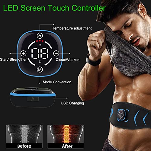 Abdominales Electroestimulacion Calefactor, Electroestimulador Muscular Abdominales, Abdomen no Necesita Almohadillas ni Gel, 10 Modos, 20 Niveles Diferentes para con Mando A Distancia