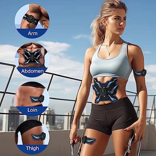 Abdominales Electroestimulacion, Electroestimulador Muscular Abdominales, 8 Modos & 15 Intensidades,USB Fitness Entrenamiento para Abdomen/Brazo/Pierna, 10 Almohadillas de Gel de Repuesto (Llama)