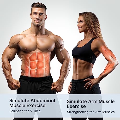 Abdominales Electroestimulacion, Electroestimulador Muscular Abdominales, 8 Modos & 15 Intensidades,USB Fitness Entrenamiento para Abdomen/Brazo/Pierna, 10 Almohadillas de Gel de Repuesto (Llama)