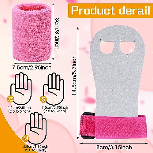 Abeillo Grip Pads Niños, Cross Training, Gimnasia, Pull Up Grips para Niños, Puños de Mano Guantes de Entrenamiento de Cuero y Muñequeras Set de Fitness para Niñas Jóvenes (Rosa, S)