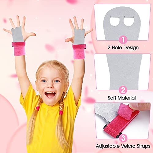 Abeillo Grip Pads Niños, Cross Training, Gimnasia, Pull Up Grips para Niños, Puños de Mano Guantes de Entrenamiento de Cuero y Muñequeras Set de Fitness para Niñas Jóvenes (Rosa, S)