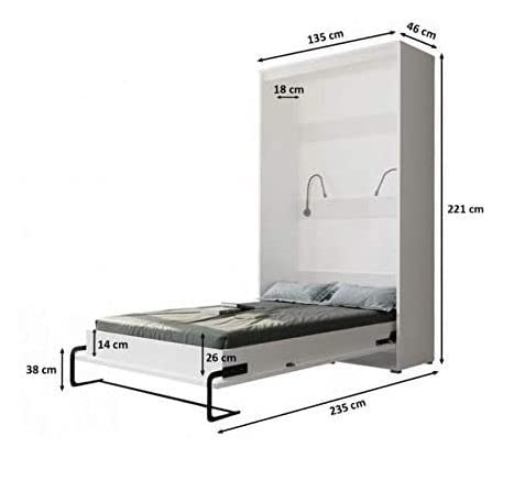 ABIKSMEBLE Cama en el Armario Home 120 x 200 cm Vertical, Cama Plegable, Cama para Dormitorio, Dormitorio Juvenil, diseño Moderno (Blanco Mate + Blanco Mate)