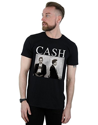 Absolute Cult Johnny Cash Hombre Mugshot Camiseta Negro Small