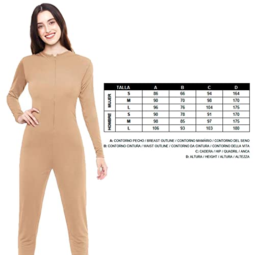 Acan Mono maillot de color beige para jovenes y adultos para carnaval, halloween, fiestas, celebraciones. Talla L