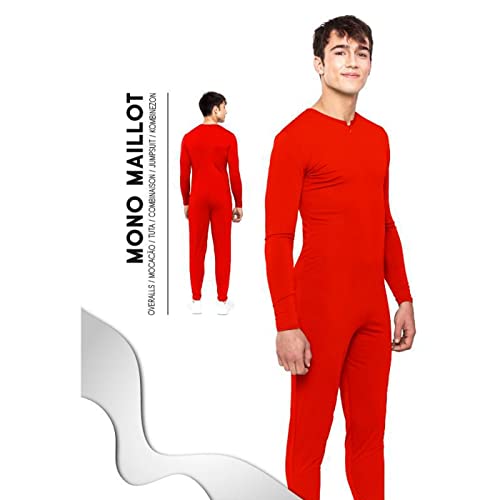 Acan Mono maillot de color rojo para jovenes y adultos para carnaval, halloween, fiestas, celebraciones. Talla L