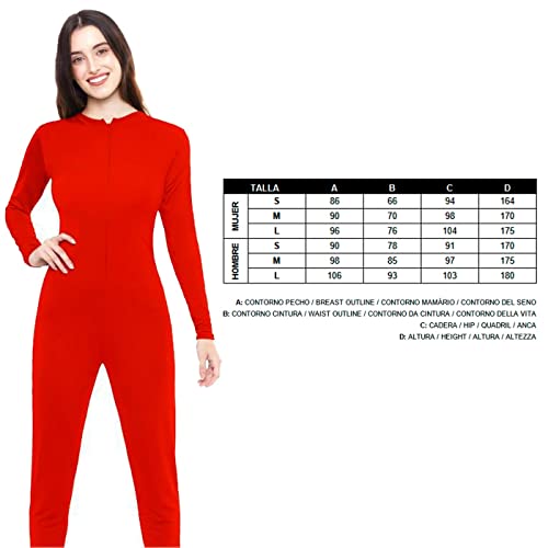 Acan Mono maillot de color rojo para jovenes y adultos para carnaval, halloween, fiestas, celebraciones. Talla L