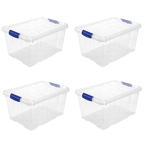 Acan Tradineur – Pack de 4 Cajas de Almacenamiento – Fabricado en plástico – Contenedor para almacenar juguetes, libros, ropa, mantas – N.º 1 – 21,5 x 39 x 29 cm – 16 L