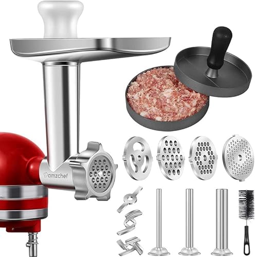 Accesorio para Kitchenaid Artisan- Picadora de Carne Accesorios Incluye 3 Tubos para Maquina Salchichas, 4 Placas de Picado, 2 Cuchillas, Smash Burger (Sólo incluye accesorios. artisan no incluido)