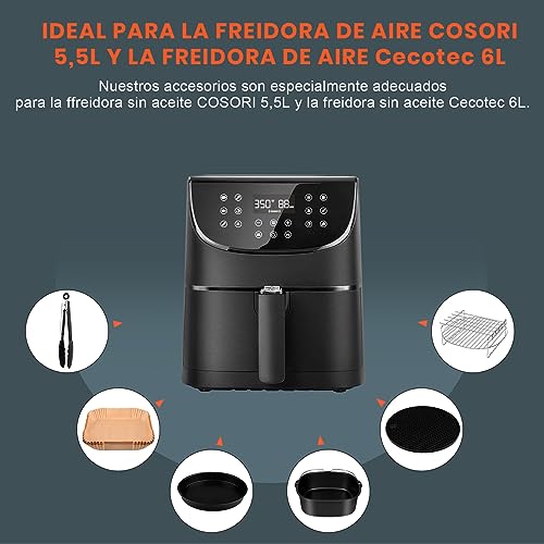 Accesorios freidora sin aceite 5,5L cuadrado, accesorios freidora de aire 5,5 litro xxl utensilios molde accessories apto para airfryer cuadrada COSORI Cecotec Innsky Philips 5,5L 6L 6,2L air fryer