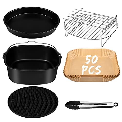 Accesorios freidora sin aceite 5,5L cuadrado, accesorios freidora de aire 5,5 litro xxl utensilios molde accessories apto para airfryer cuadrada COSORI Cecotec Innsky Philips 5,5L 6L 6,2L air fryer