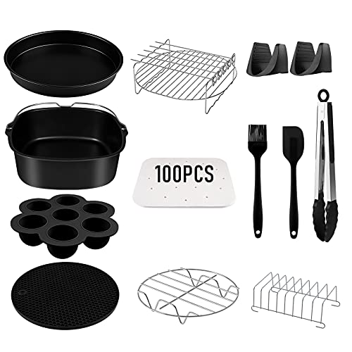 Accesorios freidora sin aceite para COSORI 5,5L y Cecotec 6L, adecuados para air fryer cuadrada, utensilios molde, Sin BPA