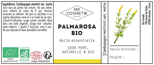 Aceite esencial de Palmarosa orgánico - MY COSMETIK - 10 ml